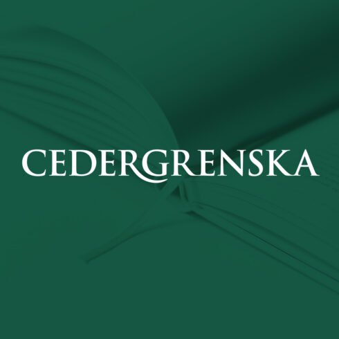 Cedergrenskas logotyp mot en grön bakgrund